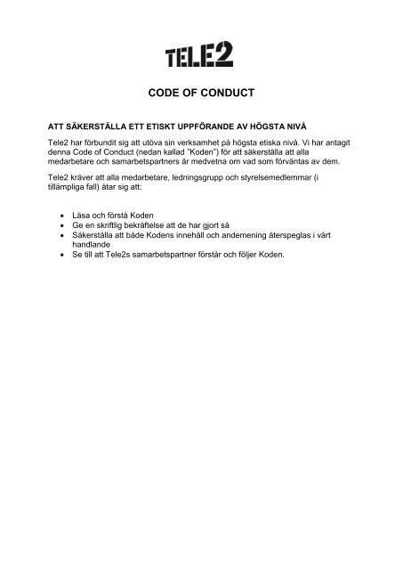 Code of Conduct - Svenska - Tele2