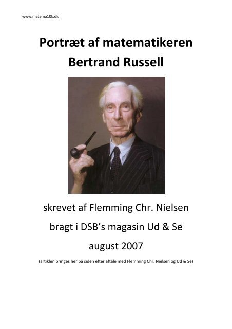 Portræt af matematikeren Bertrand Russell - matema10k