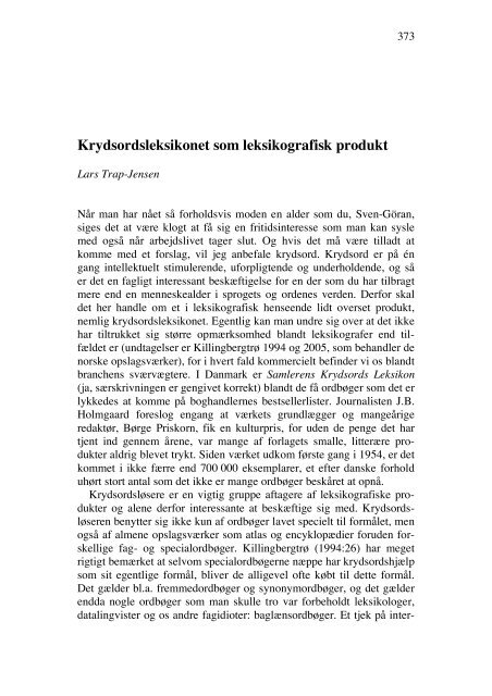 Krydsordsleksikonet som leksikografisk produkt - Det Danske Sprog ...