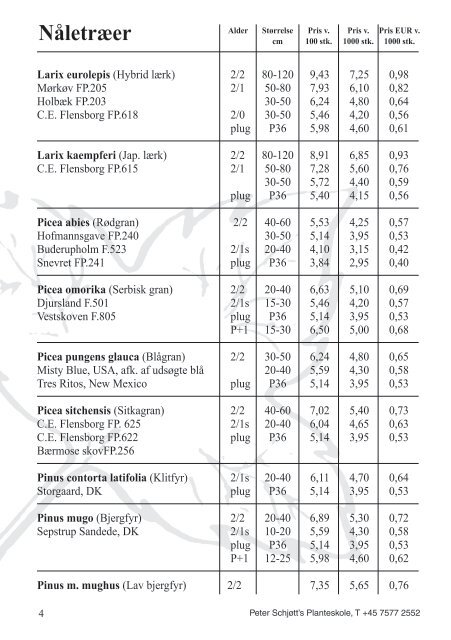 Katalog med priser - Peter Schjøtt Planteskole