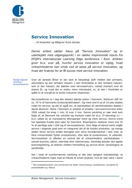 Service Innovation - Bülow management