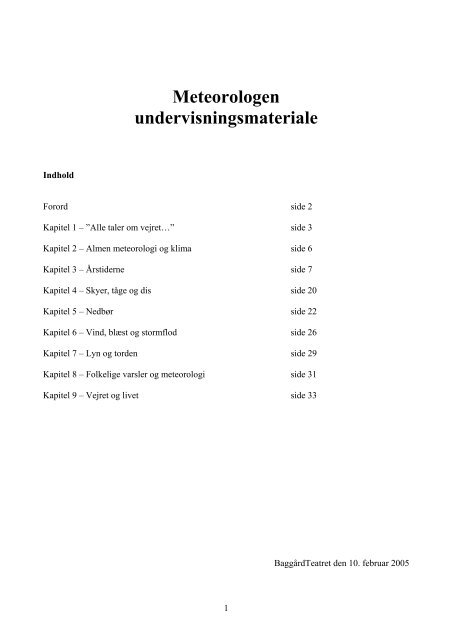 Meteorologen undervisningsmateriale - BaggårdTeatret