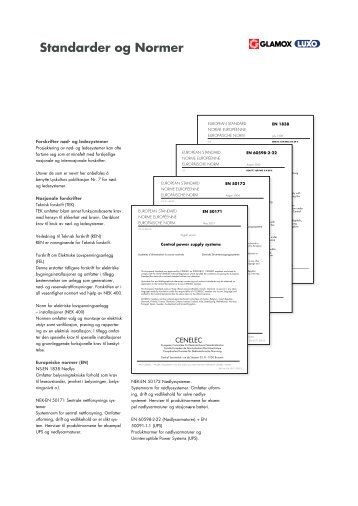 Nødlys forskrifter Standarder og Normer Standarder og ... - Glamox