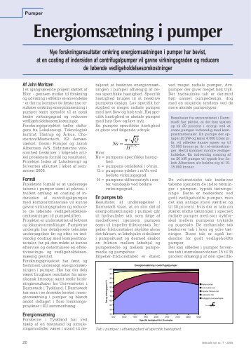 Energiomsætning i pumper - Jakob Albertsen A/S