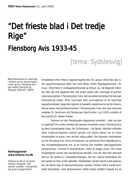 Flensborg Avis 1933-1945 - Historie-nu.dk