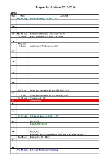 Årsplan for 8. klasse 2013-2014 2013 - Mou Skole