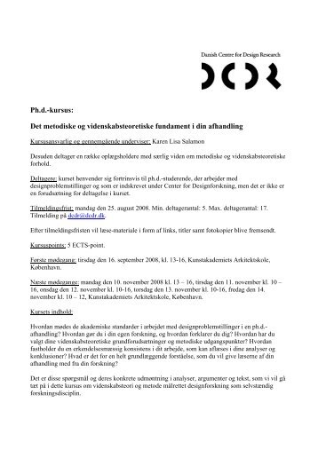 Det metodiske og videnskabsteoretiske fundament i din afhandling