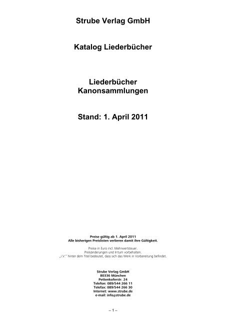 1. April 2011 - Strube Verlag