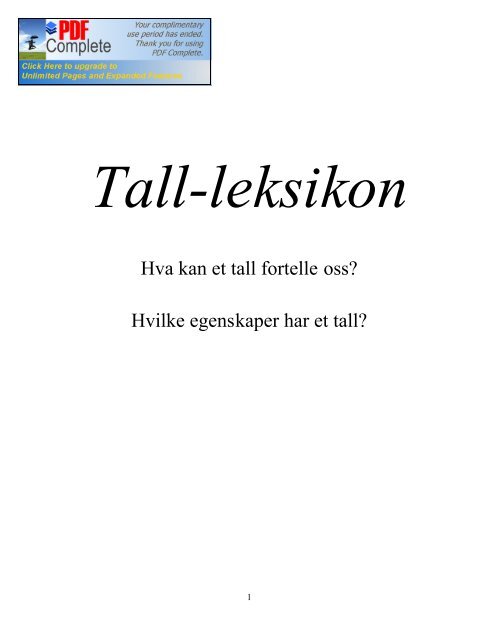 Tall-leksikon - Matematikk på nett - Nordreisa videregående skole