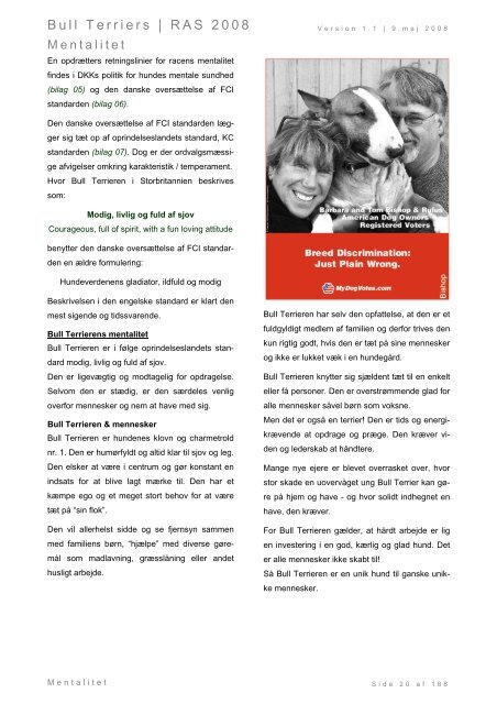 Racespecifik avls strategi for Bull Terriers - Engelsk Bull Terrier