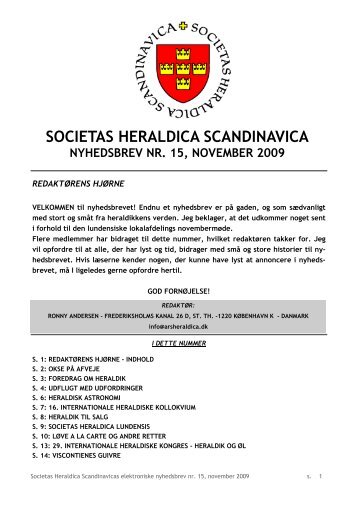 Nr 15 November 2009 - Societas Heraldica Scandinavica