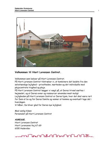 Velkommen til Hiort Lorenzen Centret. - Haderslev Plejecenter ...