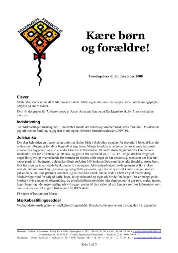 2008-12-11 Mammen Friskole Torsdagsbrev