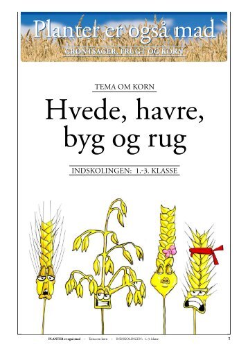 Korn/Hvede, havre, byg og rug (lærer+elev+opgaver)