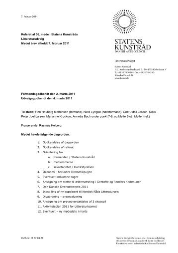 Referat af 56. udvalgsmøde - Kunst.dk