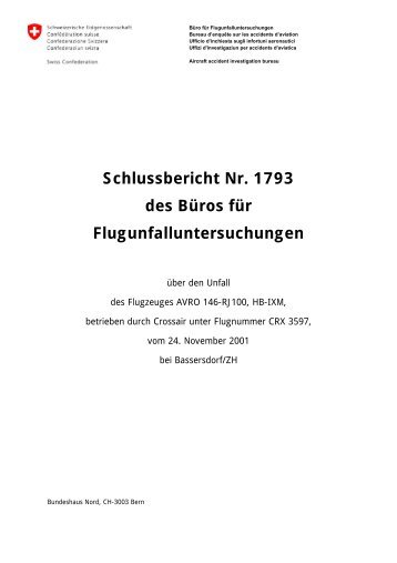 Schlussbericht Nr. 1793 des Büros für ... - SKYbrary