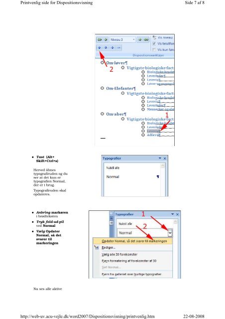 Disposition for kursus i Word 2007