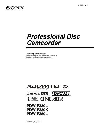 Sony PDW-F350 Manual - Hollywood Studio Rentals