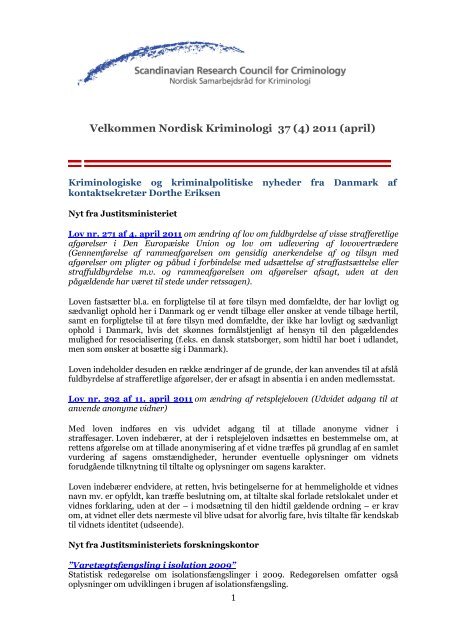 Download Nordisk Kriminologi in.pdf - Scandinavian Research ...