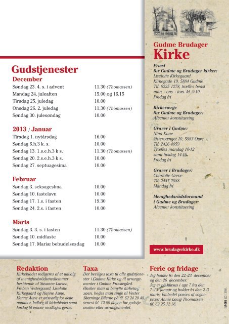 2013 Kirkeblad nr. 1 December - Gudme-Brudager kirker