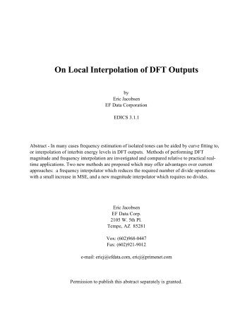On Local Interpolation of DFT Outputs - Eric Jacobsen's Home Page