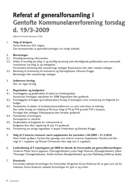 Juni 2009:Opsætning - Gentofte Kommunelærerforening