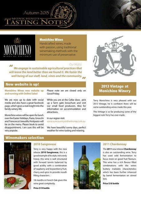 Summer 2013 - Monichino Wines