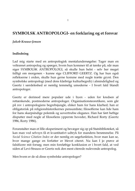 SYMBOLSK ANTROPOLOGI- en forklaring og et forsvar