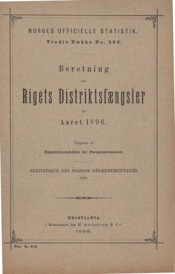 Beretning om Rigets Distriktsfængsler for Aaret 1896. - SSB