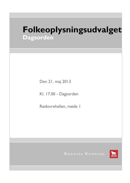 Dagsorden for Folkeoplysningsudvalgets møde, tirsdag den 11. juni ...