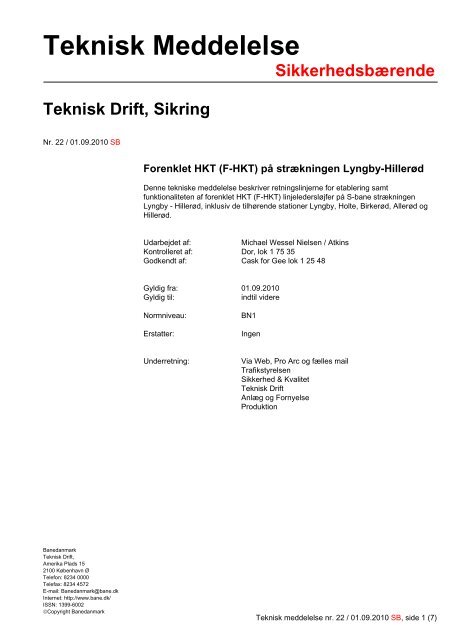 Teknisk Meddelelse - Banedanmark