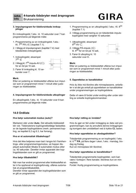 4-kanals tidsbryter med årsprogram Bruksanvisning - Micro Matic ...