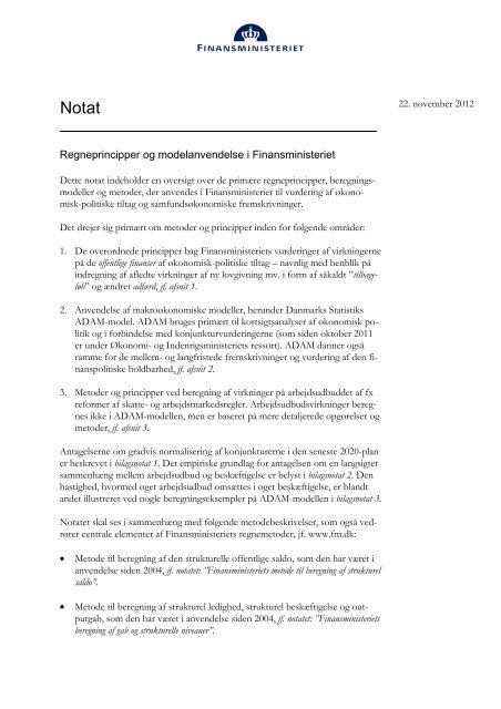Notat - Finansministeriet