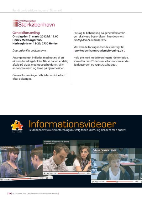 Medlemsblad nr. 1, 2012 - Landsforeningen Autisme