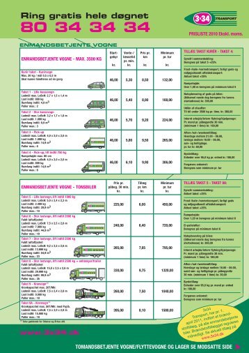 Ring gratis hele døgnet - 3x34 Transport 34 34 34 34