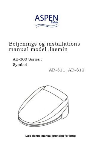 Betjenings og installations manual model Jasmin - toilet-bidet.dk