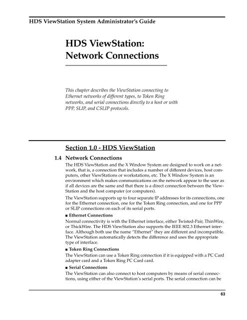 HDS ViewStation: Network Connections - Zanchey