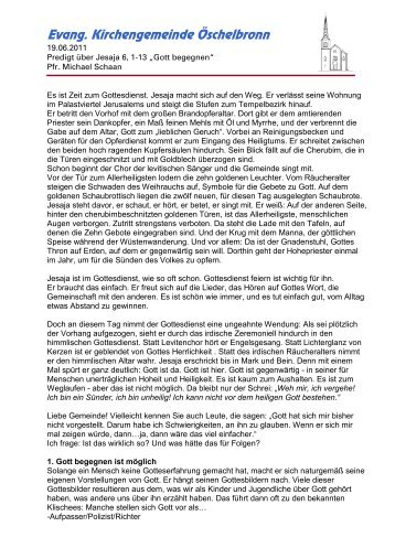 Predigt als PDF - Evangelische Kirchengemeinde Öschelbronn