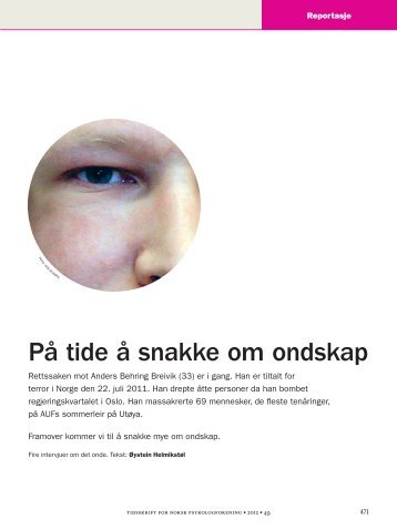 På tide å snakke om ondskap - Tidsskrift for Norsk Psykologforening