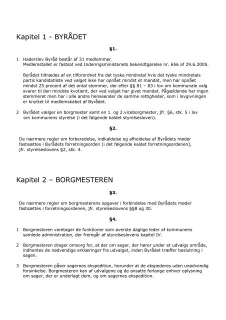 Styrelsesvedtægt for Haderslev Kommune