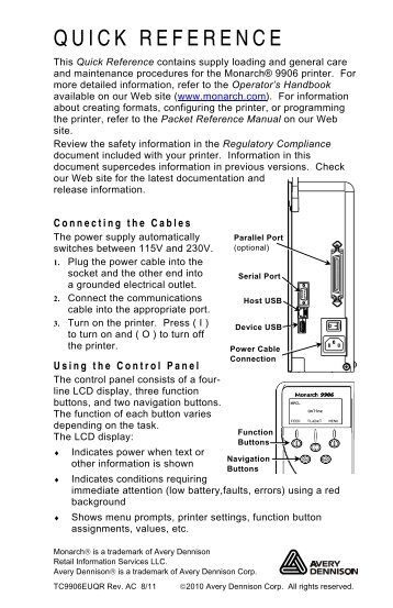 Connecting the Cables - Avery Dennison