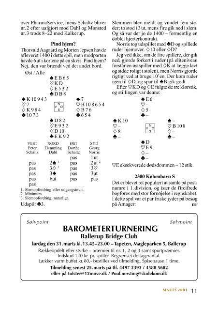 Dansk Bridge nr. 596 - Siden med 'knapperne' i den venstre ramme ...