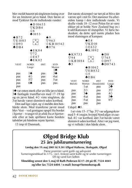 Dansk Bridge nr. 596 - Siden med 'knapperne' i den venstre ramme ...