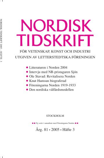 Nordisk Tidskrift 3/05 - Letterstedtska föreningen