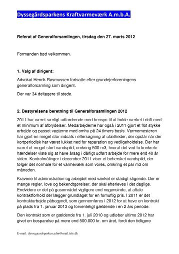 KVV genfors 2012 - Grundejerforeningen Dyssegårdsparken