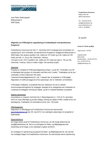 Afgørelse om VVM-pligt.pdf - Frederikshavn Kommune
