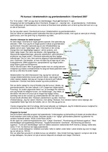 På kursus i idrætsmedicin og grønlandsmedicin i Grønland 2007