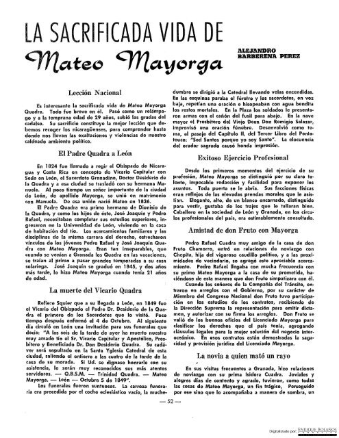 La sacrificada vida de Mateo Mayorga - Revista Conservadora ...