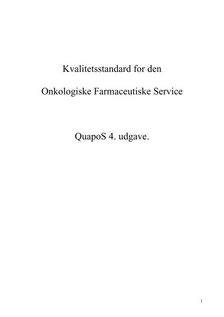 Kvalitetsstandard for den Onkologiske Farmaceutiske Service QuapoS