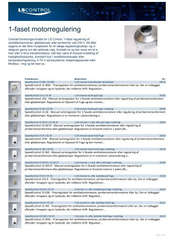 1-faset motorregulering - LS Control A/S